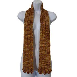 Beautifully Beaded Art Nouveau Scarf In Autumn Tones Scalloped Lined Bead Edges